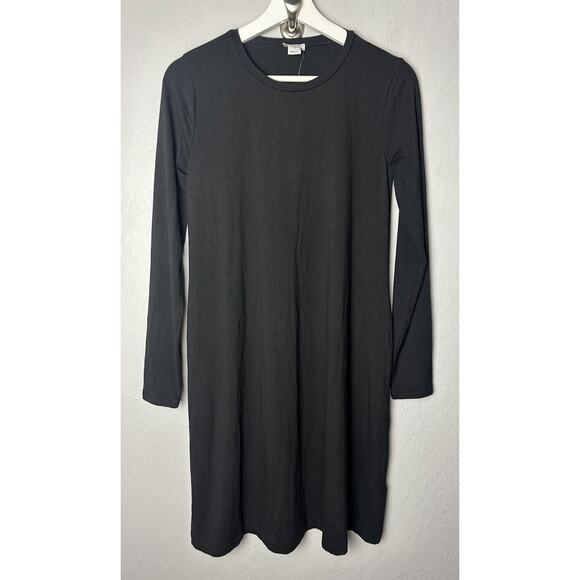J.CREW Dresses & Skirts - NWT J Crew Swingy Dress Black Jersey Stretch Pockets Knee Length Long Sleeve